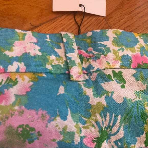 Zara High-Waisted Retro Floral Kick Flare Linen Pants Disco Cottagecore Sz 4